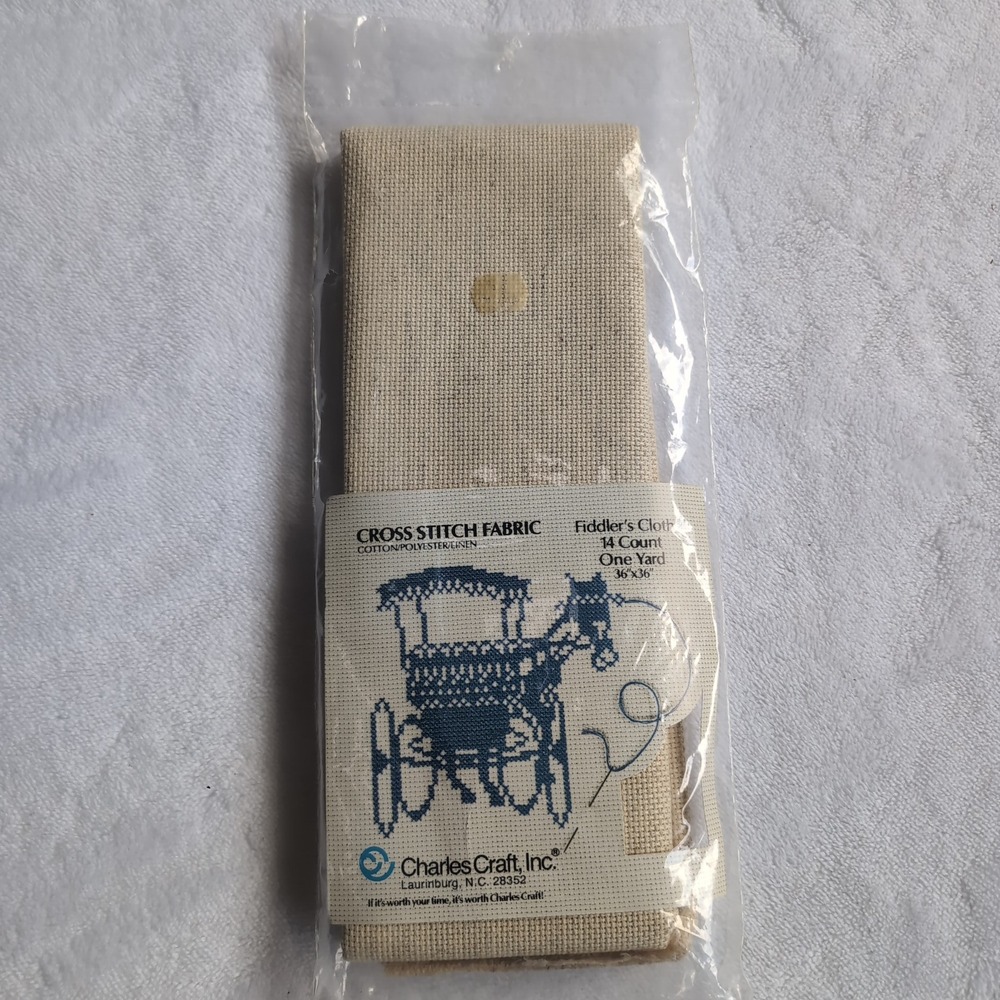 New Charles Craft Cross Stitch Fabric 36x36 Beige 14 Count Fiddler's Cloth NOS